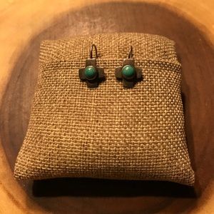 Vintage Sundance Catalog turquoise cross earrings